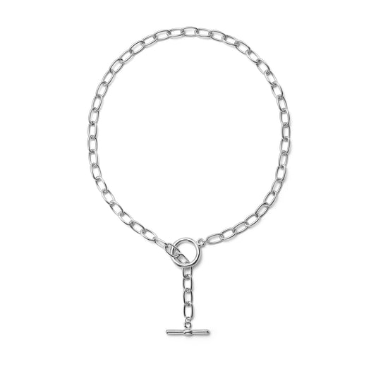 Bold Round Chain T-Bar Necklace